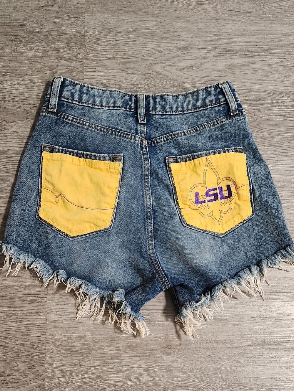 Wild fable Upcycled Denim Cutoff Shorts with LSU  Back Pockets, Size 2